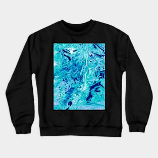 Seastorm Swirl Acrylic Pour Painting - Seafoam Variant Crewneck Sweatshirt